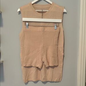 Sleeveless Knit Set in Tan